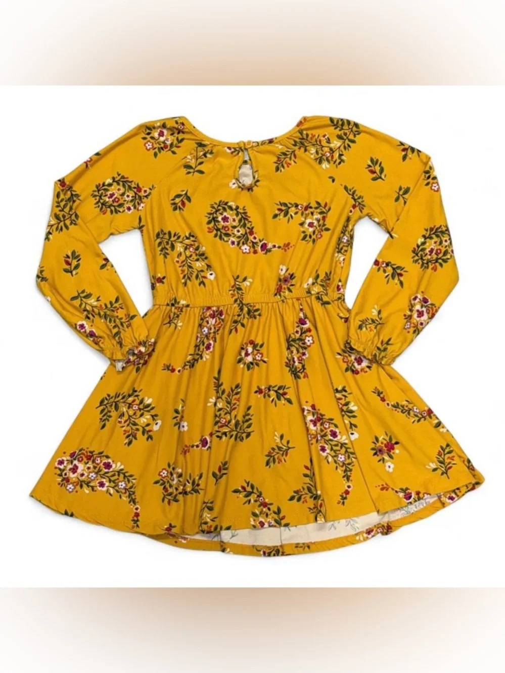 Girls' Old Navy Floral Long-Sleeve Dress - Mustard Yellow